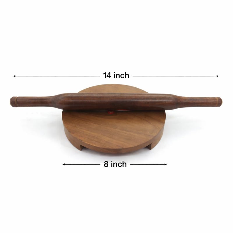 Yadnesh Wooden Rolling Board & Roller,Sagwan Wood, Chakla Belan, Polpat Belan, Chapati Maker,Valentine Day Gifts - Image 2